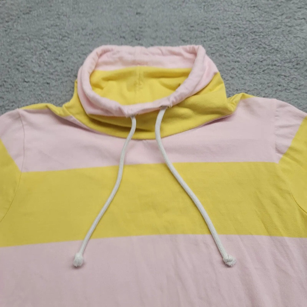 J.Crew Sweatshirt Womens Small Pink Yellow Stripe Pullover Turtle Neck Casual - Picture 2 of 16